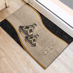 Algeria Tajine Dish Personalized Rubber Doormat with African Tribal Pattern