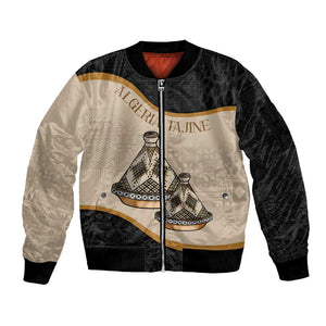 Algeria Tajine Dish Personalized Sleeve Zip Bomber Jacket with African Tribal Pattern