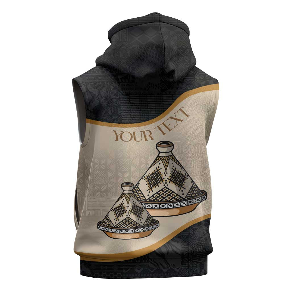 Algeria Tajine Dish Personalized Sleeveless Zip Hoodie with African Tribal Pattern - African Pride