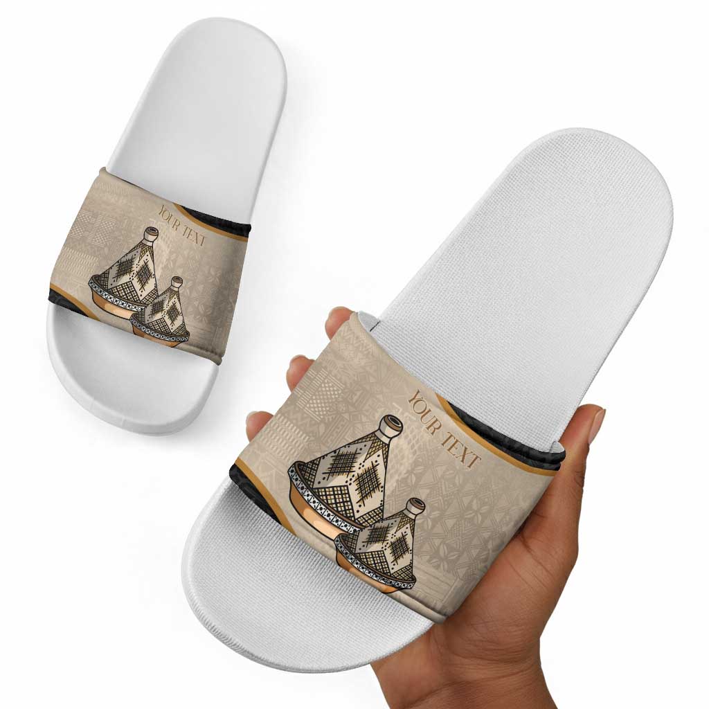 Algeria Tajine Dish Personalized Slide Sandals with African Tribal Pattern