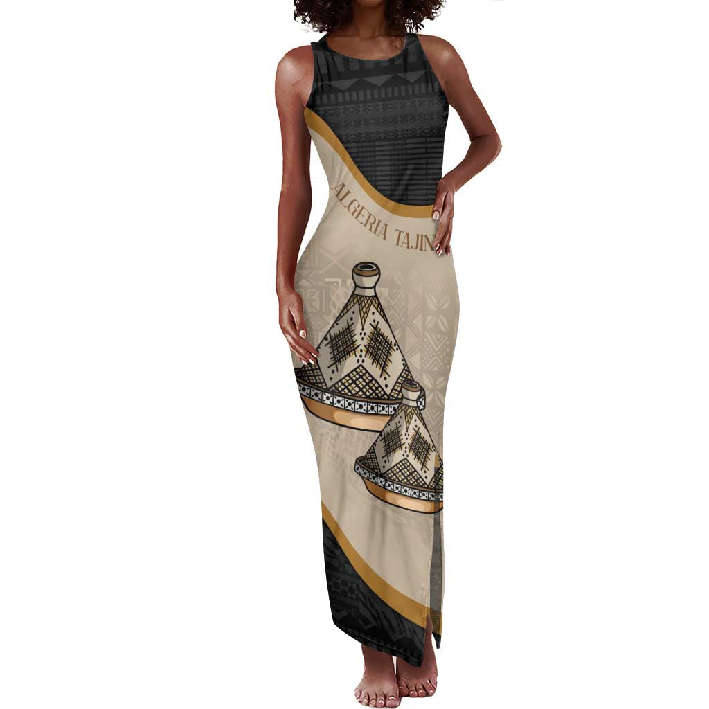 Algeria Tajine Dish Personalized Tank Maxi Dress with African Tribal Pattern