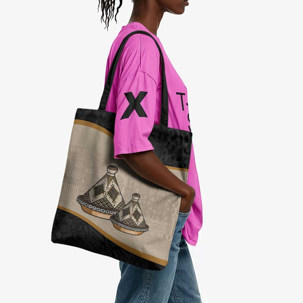 Algeria Tajine Dish Personalized Tote Bag with African Tribal Pattern