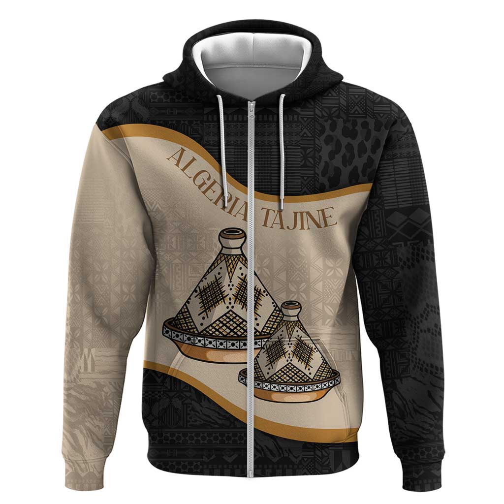 Algeria Tajine Dish Personalized Zip Hoodie with African Tribal Pattern