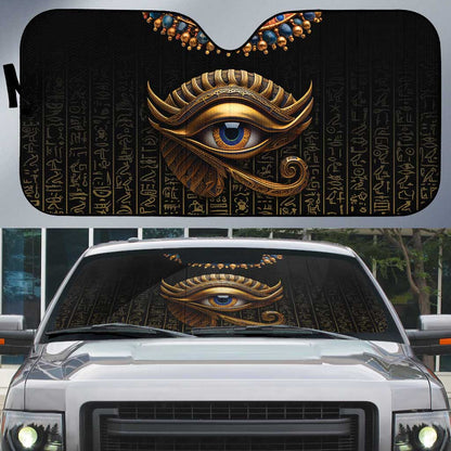 Egypt Eyes Of Horus Auto Sun Shade with Egyptian Hieroglyphs