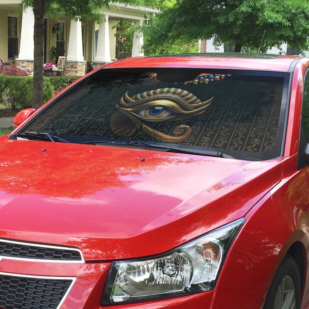 Egypt Eyes Of Horus Auto Sun Shade with Egyptian Hieroglyphs