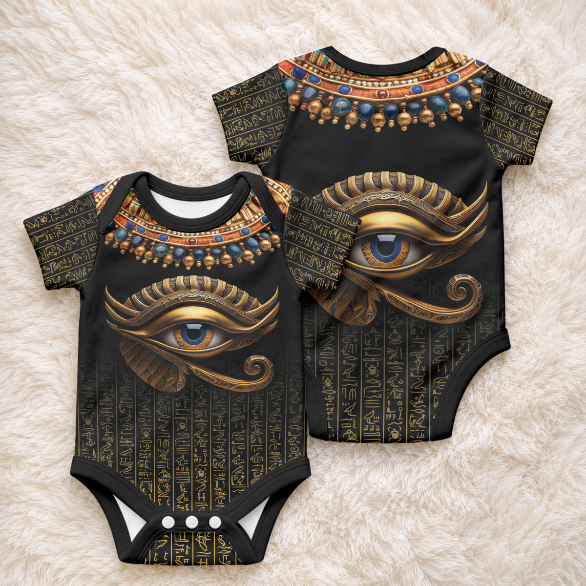 Egypt Eyes Of Horus Baby Onesie with Egyptian Hieroglyphs