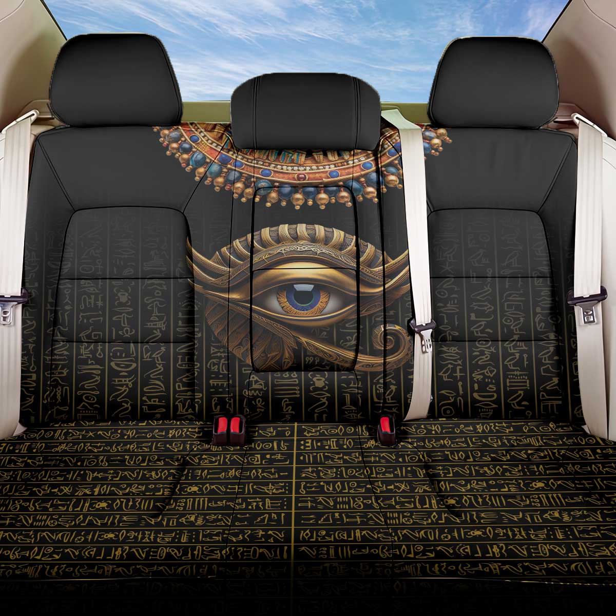 Egypt Eyes Of Horus Back Car Seat Cover with Egyptian Hieroglyphs