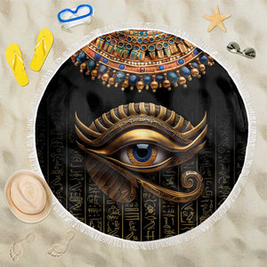 Egypt Eyes Of Horus Beach Blanket with Egyptian Hieroglyphs