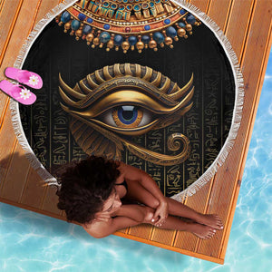 Egypt Eyes Of Horus Beach Blanket with Egyptian Hieroglyphs