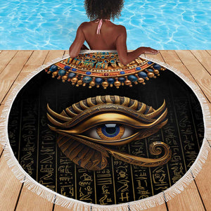 Egypt Eyes Of Horus Beach Blanket with Egyptian Hieroglyphs