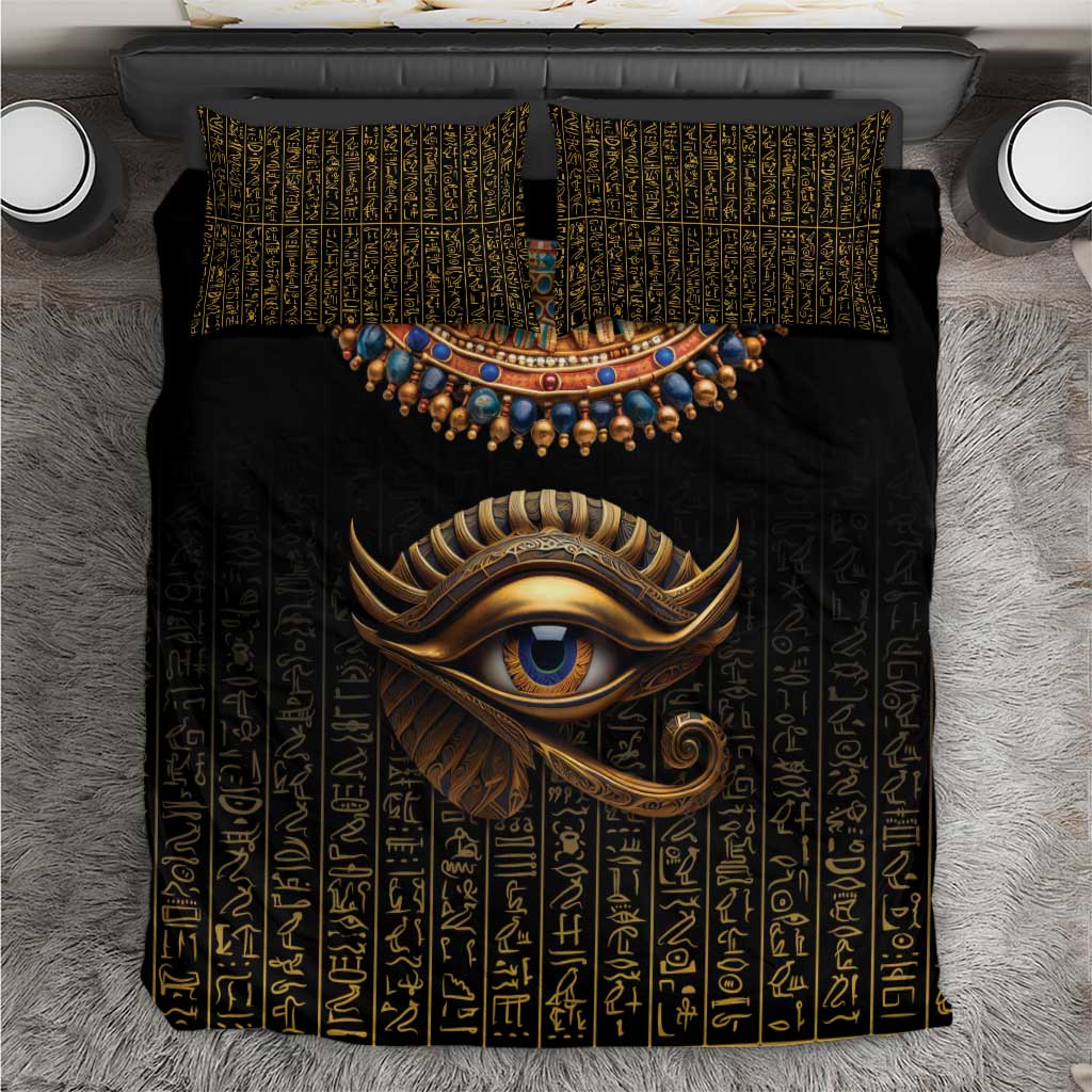 Egypt Eyes Of Horus Bedding Set with Egyptian Hieroglyphs