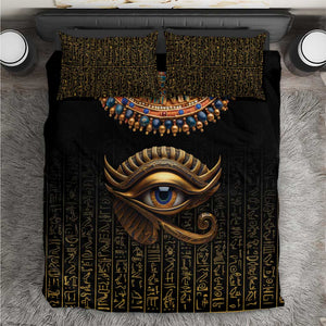 Egypt Eyes Of Horus Bedding Set with Egyptian Hieroglyphs