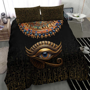 Egypt Eyes Of Horus Bedding Set with Egyptian Hieroglyphs