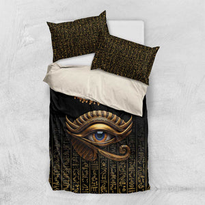 Egypt Eyes Of Horus Bedding Set with Egyptian Hieroglyphs