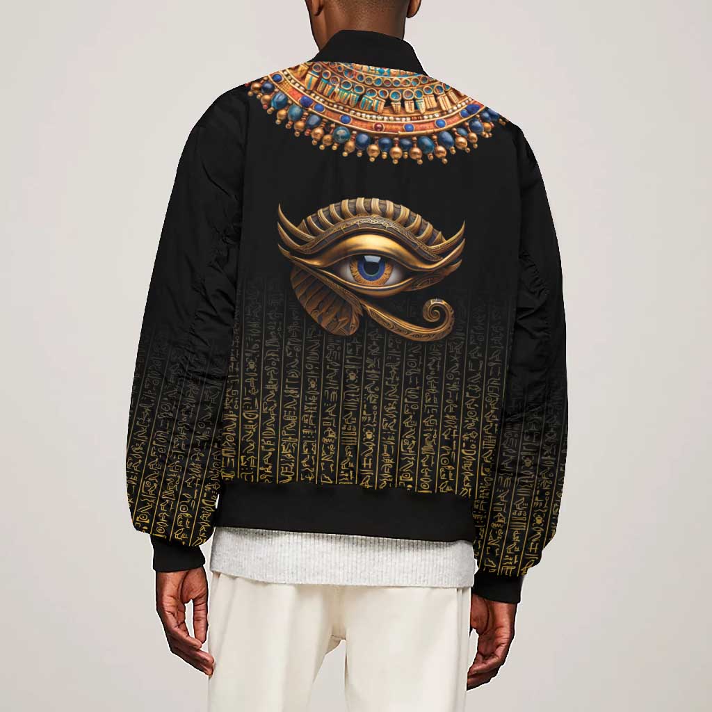 Egypt Eyes Of Horus Bomber Jacket with Egyptian Hieroglyphs