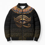 Egypt Eyes Of Horus Bomber Puffer Jacket with Egyptian Hieroglyphs