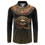 Egypt Eyes Of Horus Button Sweatshirt with Egyptian Hieroglyphs