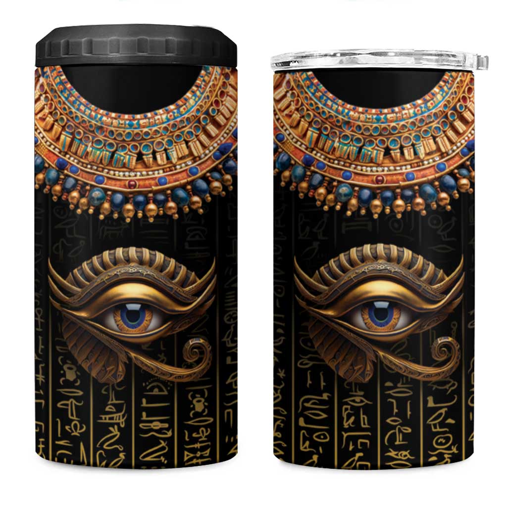 Egypt Eyes Of Horus 4 in 1 Can Cooler Tumbler with Egyptian Hieroglyphs