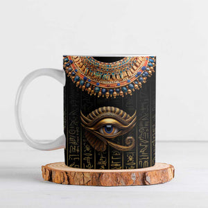 Egypt Eyes Of Horus Ceramic Mug with Egyptian Hieroglyphs