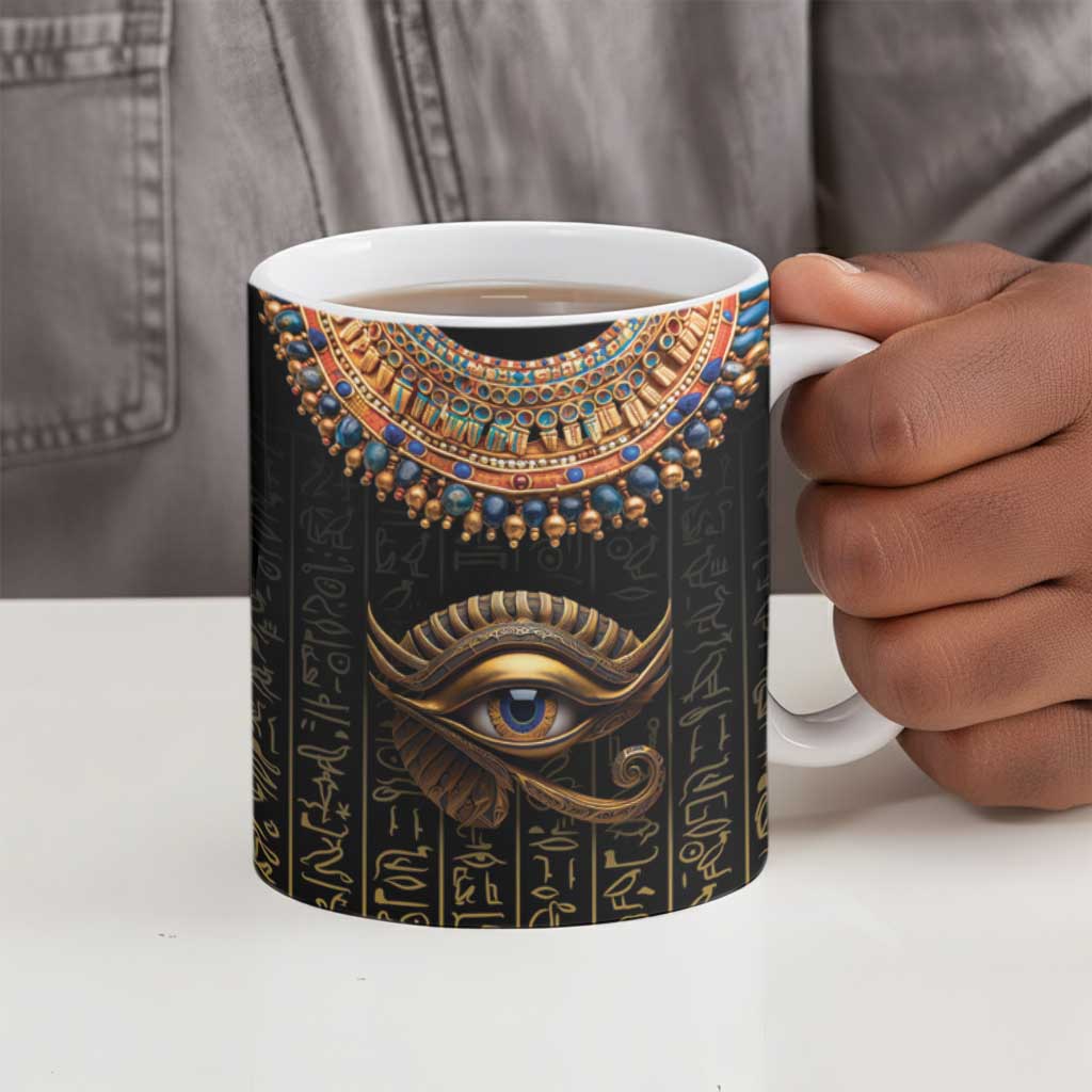 Egypt Eyes Of Horus Ceramic Mug with Egyptian Hieroglyphs