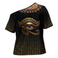 Egypt Eyes Of Horus Cross Shoulder Shirt with Egyptian Hieroglyphs