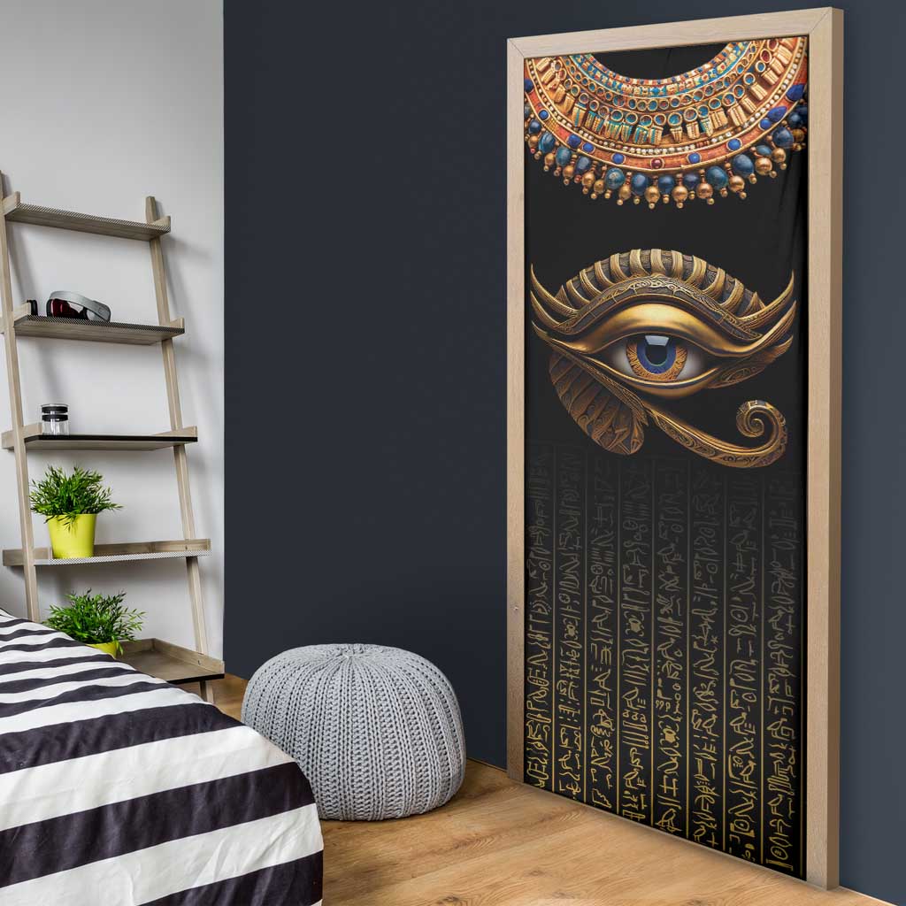 Egypt Eyes Of Horus Door Cover with Egyptian Hieroglyphs
