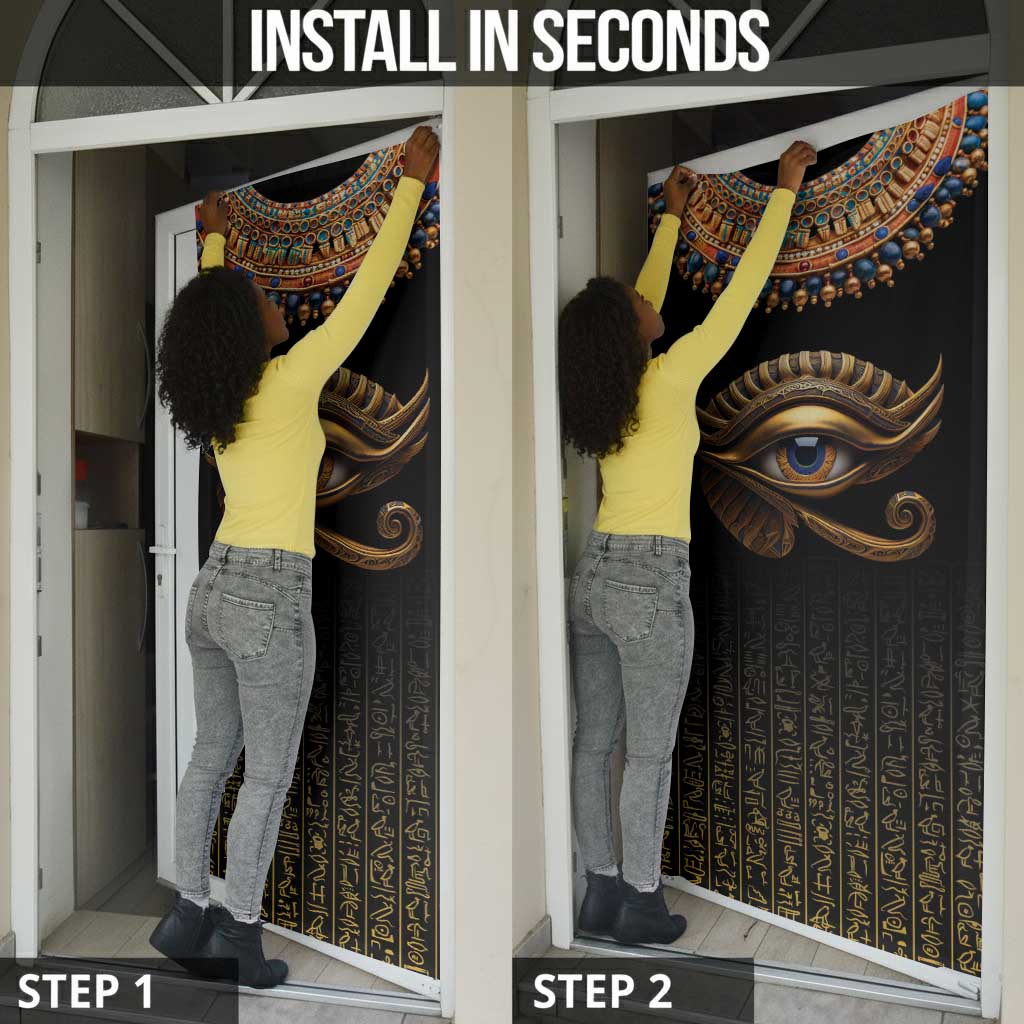 Egypt Eyes Of Horus Door Cover with Egyptian Hieroglyphs
