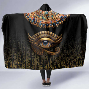 Egypt Eyes Of Horus Hooded Blanket with Egyptian Hieroglyphs