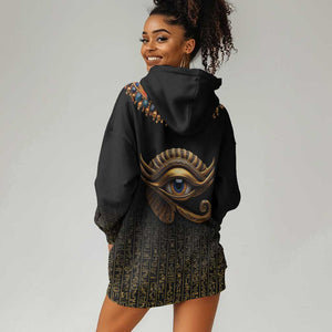 Egypt Eyes Of Horus Hoodie Dress with Egyptian Hieroglyphs