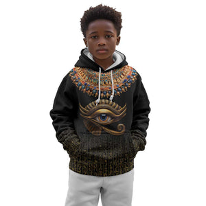 Egypt Eyes Of Horus Kid Hoodie with Egyptian Hieroglyphs