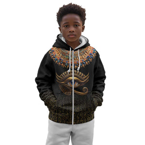 Egypt Eyes Of Horus Kid Hoodie with Egyptian Hieroglyphs