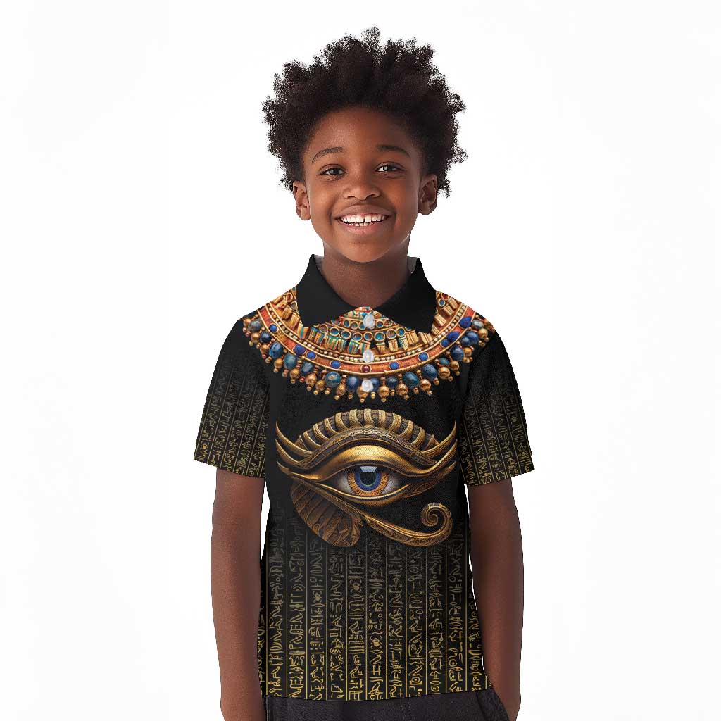 Egypt Eyes Of Horus Kid Polo Shirt with Egyptian Hieroglyphs