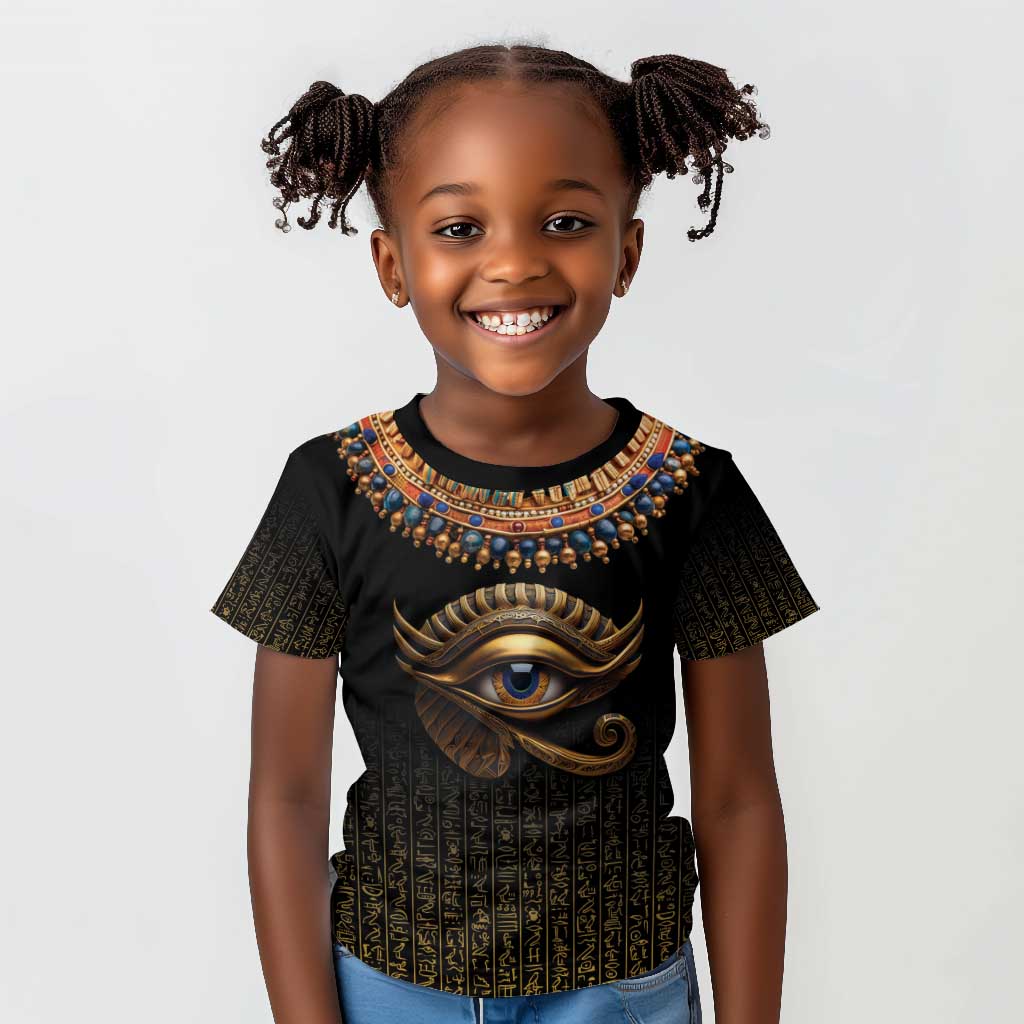 Egypt Eyes Of Horus Kid T shirt with Egyptian Hieroglyphs