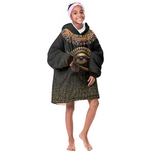 Egypt Eyes Of Horus KId Wearable Blanket Hoodie with Egyptian Hieroglyphs