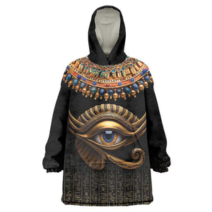 Egypt Eyes Of Horus KId Wearable Blanket Hoodie with Egyptian Hieroglyphs