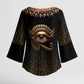 Egypt Eyes Of Horus Kimono Sleeve Blouse with Egyptian Hieroglyphs