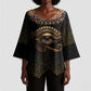 Egypt Eyes Of Horus Kimono Sleeve Blouse with Egyptian Hieroglyphs