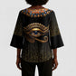 Egypt Eyes Of Horus Kimono Sleeve Blouse with Egyptian Hieroglyphs