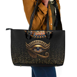 Egypt Eyes Of Horus Leather Tote Bag with Egyptian Hieroglyphs