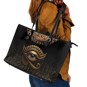 Egypt Eyes Of Horus Leather Tote Bag with Egyptian Hieroglyphs