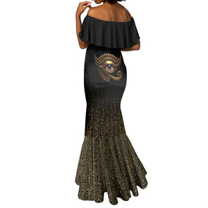 Egypt Eyes Of Horus Mermaid Dress with Egyptian Hieroglyphs