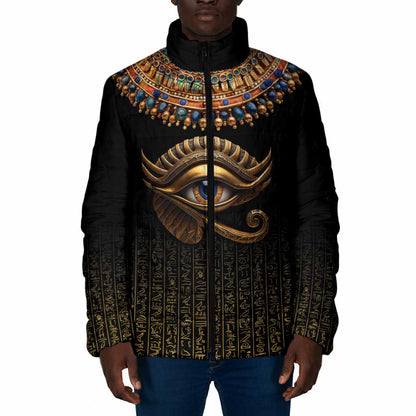 Egypt Eyes Of Horus Padded Jacket with Egyptian Hieroglyphs