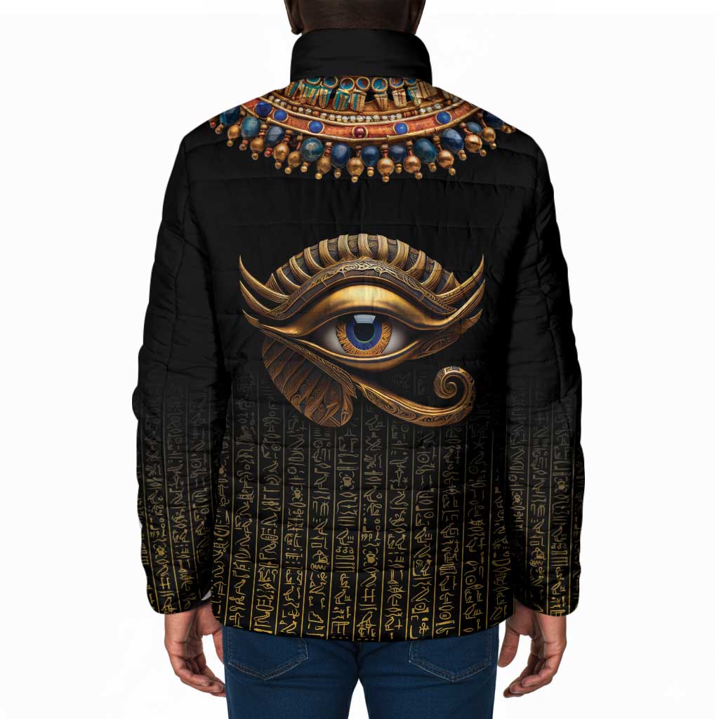 Egypt Eyes Of Horus Padded Jacket with Egyptian Hieroglyphs