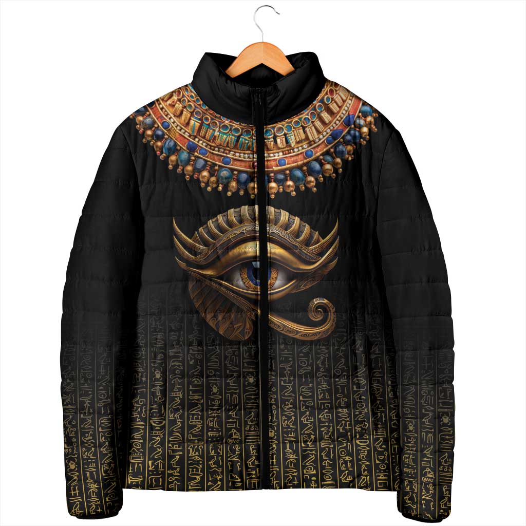 Egypt Eyes Of Horus Padded Jacket with Egyptian Hieroglyphs