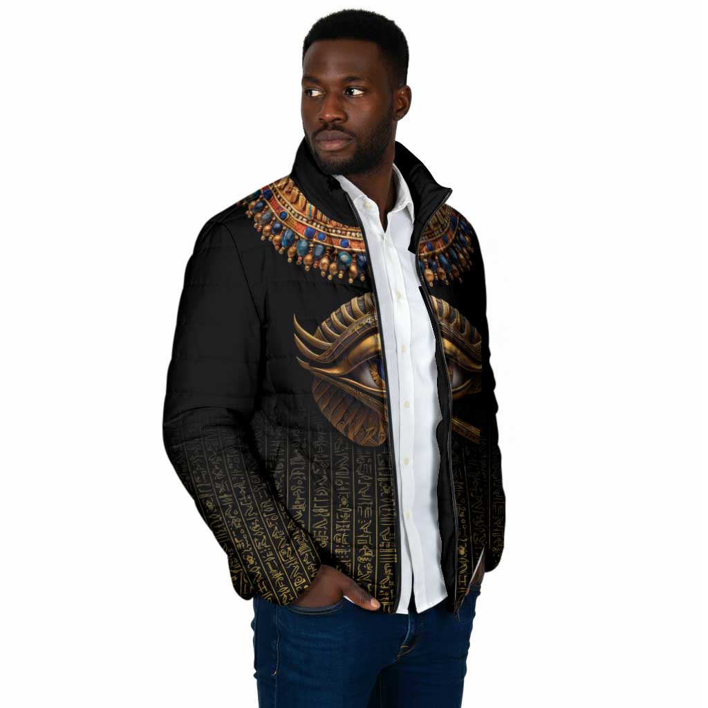 Egypt Eyes Of Horus Padded Jacket with Egyptian Hieroglyphs