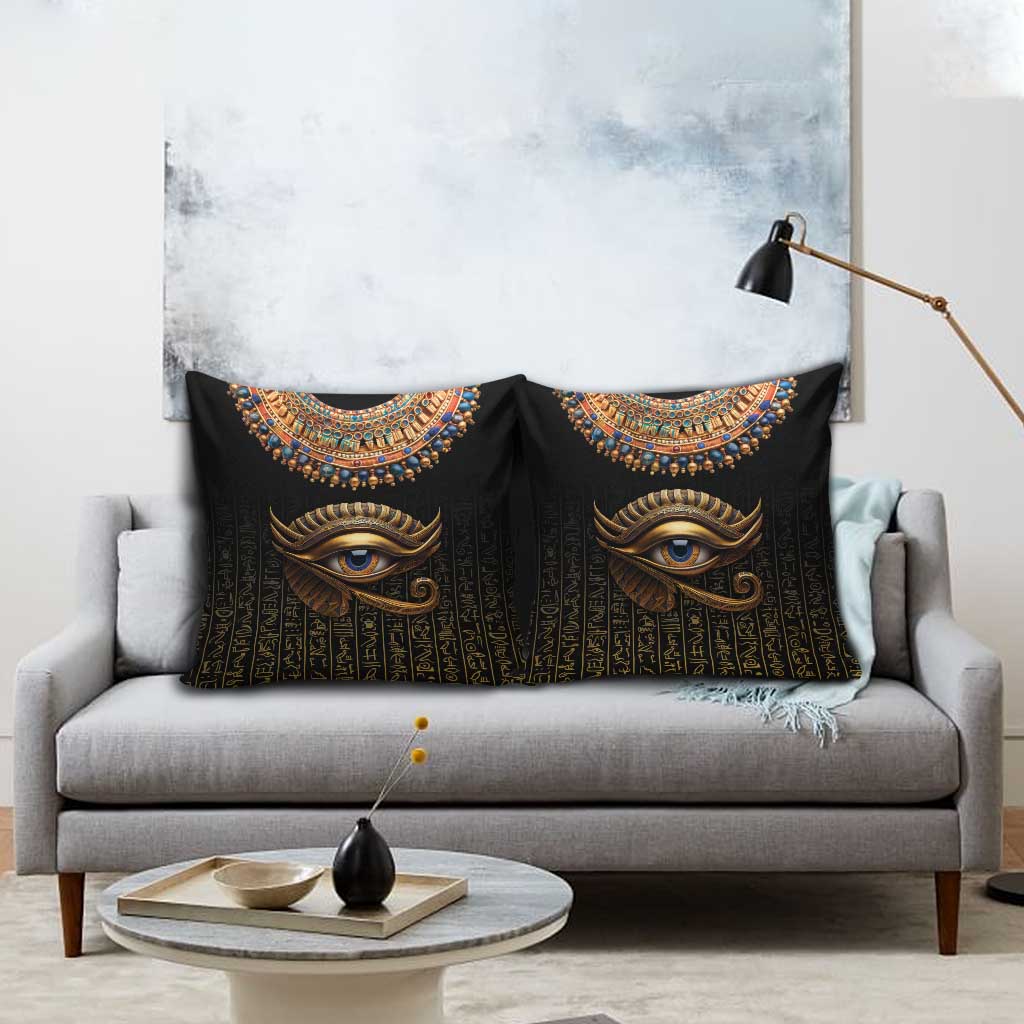 Egypt Eyes Of Horus Pillow Cover with Egyptian Hieroglyphs