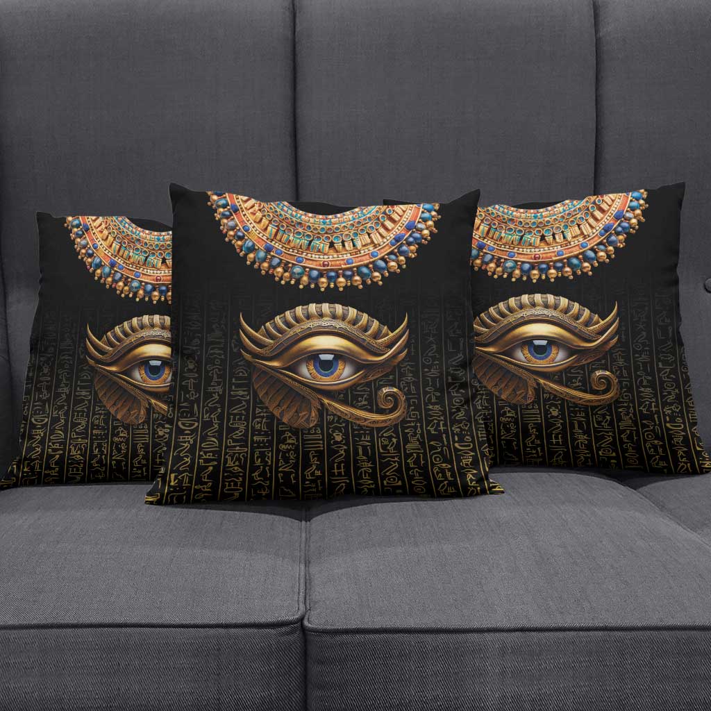 Egypt Eyes Of Horus Pillow Cover with Egyptian Hieroglyphs