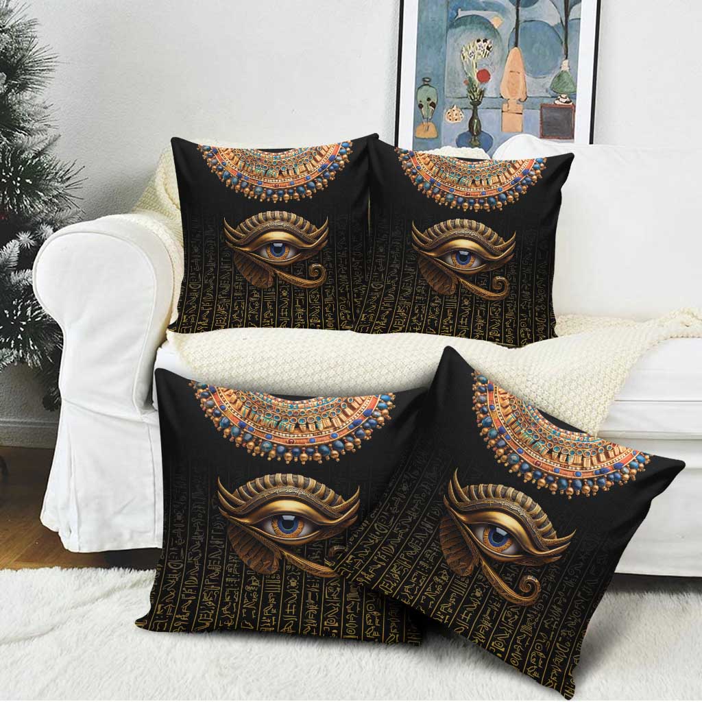 Egypt Eyes Of Horus Pillow Cover with Egyptian Hieroglyphs