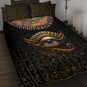 Egypt Eyes Of Horus Quilt Bed Set with Egyptian Hieroglyphs