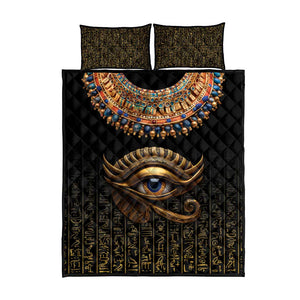 Egypt Eyes Of Horus Quilt Bed Set with Egyptian Hieroglyphs